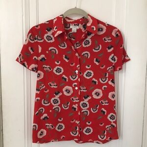 J Crew Red Floral Shirt